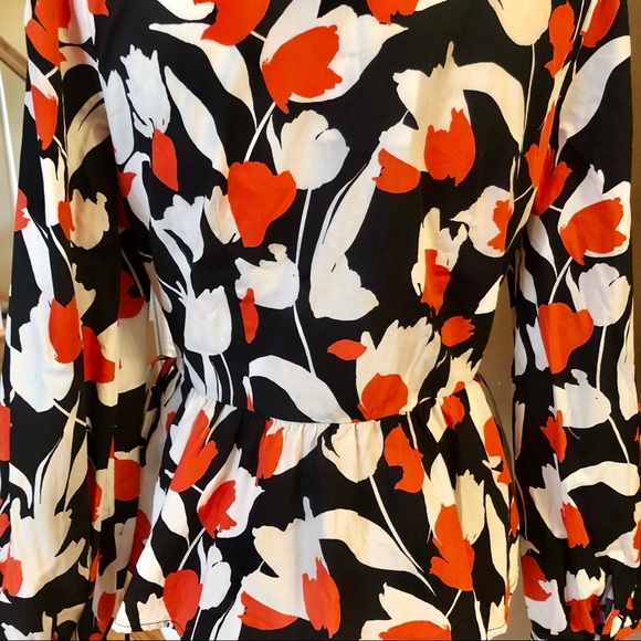 Who What Wear Sz. Medium NWT Wrap Shirt Black, White, Tangerine - Picture 5 of 14